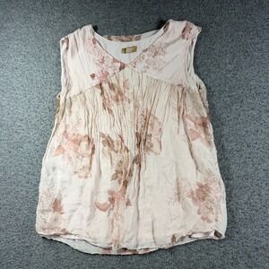Carla Conti 100% Silk Sleeveless Blouse Shirt Womens Large L Pink Floral